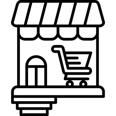 El arabası olan basit bir dükkan taslağı