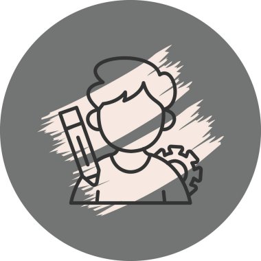 Dişli arka planda kalem tutan çocuk