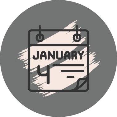 4 January Icon On Round Grey Background