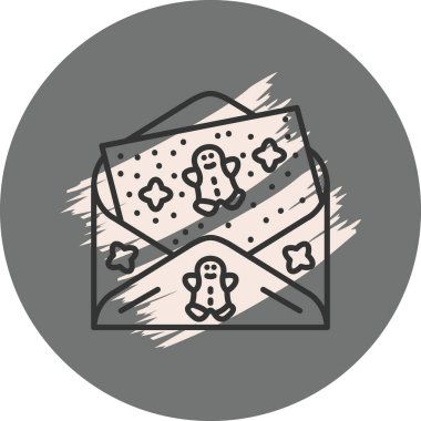 Üzerinde zencefilli kurabiye tasarımı olan dekoratif zarf.