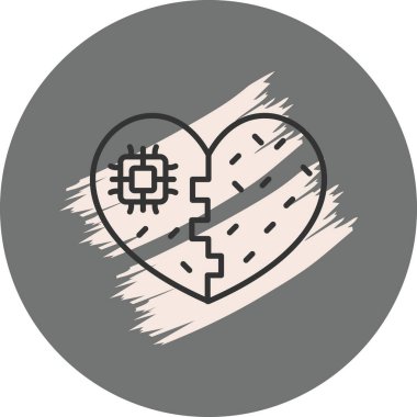 Teknoloji ve doğa elementleriyle kalp grafiği