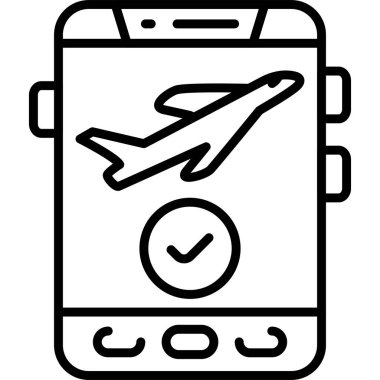 Onay işaretli basit bir uçak grafik simgesi