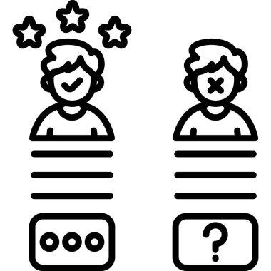 Farklı ifadelere sahip iki çizgi film karakteri.