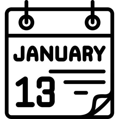 13 Ocak takvim simgesi, vektör illüstrasyonu               