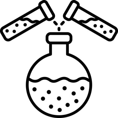 Test tüpleri yuvarlak şişeye sıvı döküyor.