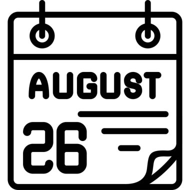 26 Ağustos takvim simgesi, vektör illüstrasyonu              