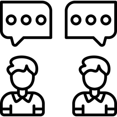 Yukarıda konuşma baloncuklarıyla sohbet eden iki kişi