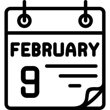 9 Şubat takvim simgesi vektör illüstrasyonuName 