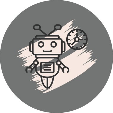 Saatle gülümseyen sevimli robot karakter