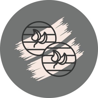 Yaprak tasarımları içeren iki dairesel simge