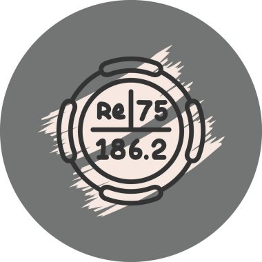 Rhenyum sembolü, periyodik tablonun kimyasal elementi, vektör simgesi