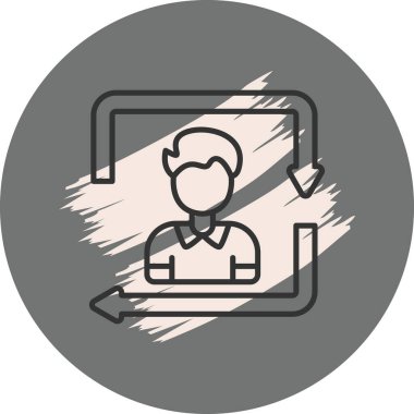 Dairesel oklarla çevrili kişi simgesi