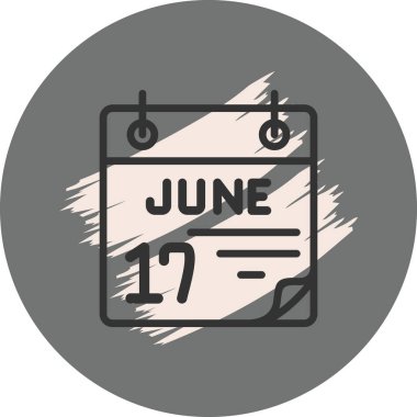 17 June Icon On Round Grey Background 