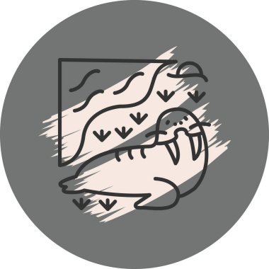 Deniz aygırı simgesi vektör çizimi