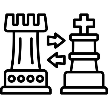 Satranç kalesi ve papazın aralarına zıt yönleri gösteren iki oklu basit bir çizgisi..