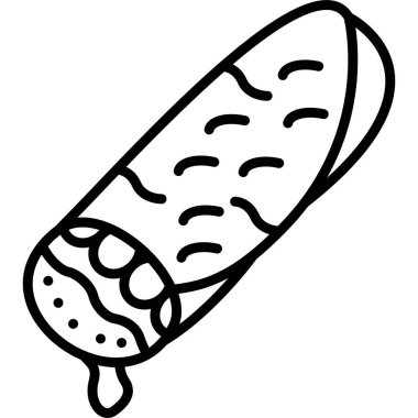 Burrito Satır Simgesi, Beyaz Arkaplanda Basit Görüntü 