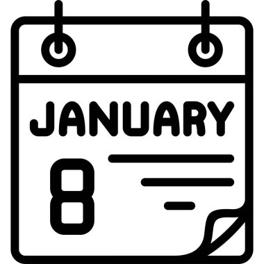 8 Ocak takvim simgesi, vektör illüstrasyonu               