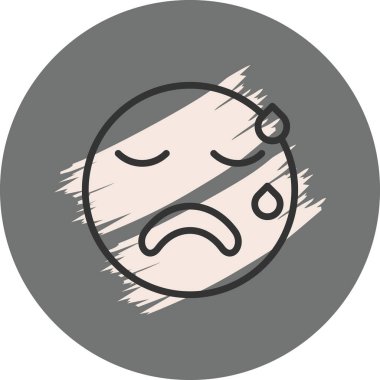 Üzgün yüz simgesi gözyaşı ve somurtmayla