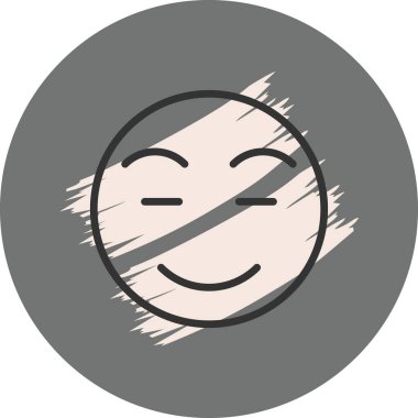 Gülümseyen yüz, kapalı gözler ve kızarma.