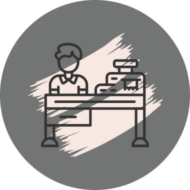 Kasiyer masasında çalışan biri.