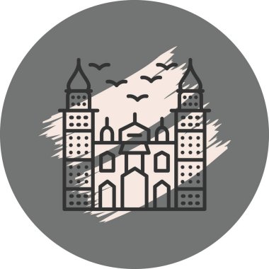 Kuşların uçtuğu kalenin çizimi