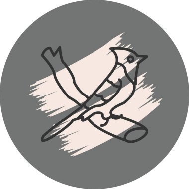 Kuş tünemiş basit çizgi çizimi