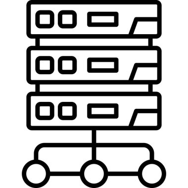 Kablolara bağlı üç sunucu rafı