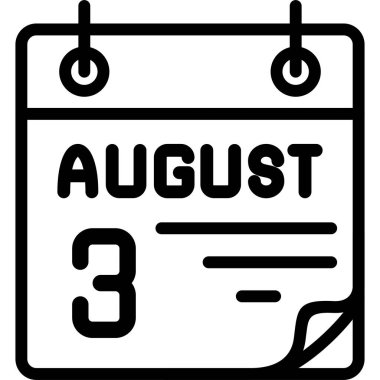 3 Ağustos takvim simgesi, vektör illüstrasyonu              