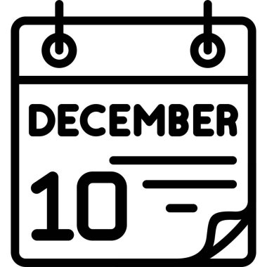 10 Aralık takvim simgesi, basit biçim vektör illüstrasyonu           