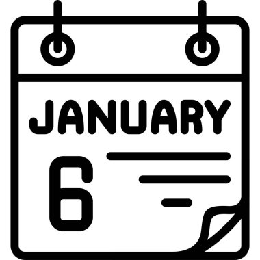 6 Ocak takvim simgesi, vektör illüstrasyonu               