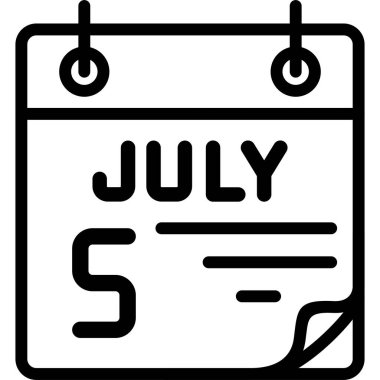 5 Temmuz takvim simgesi tasarımı, vektör illüstrasyonu            