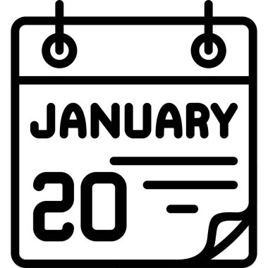 20 Ocak takvim simgesi, vektör illüstrasyonu               