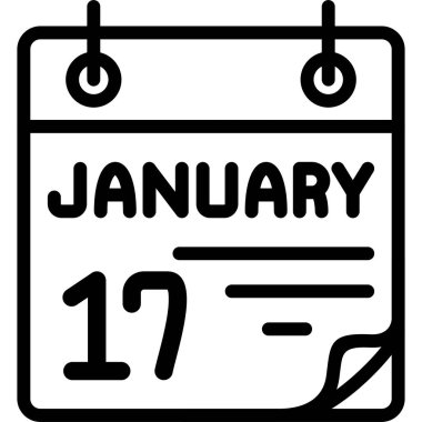 17 Ocak takvim simgesi, vektör illüstrasyonu               