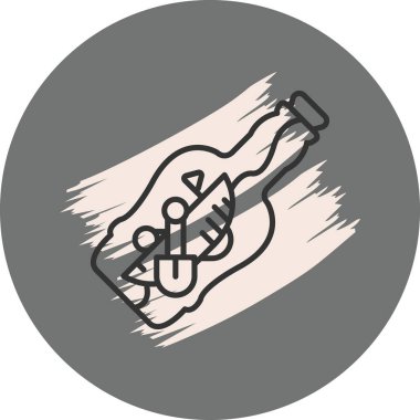 Müzik aletleri ve notalar içeren şişe