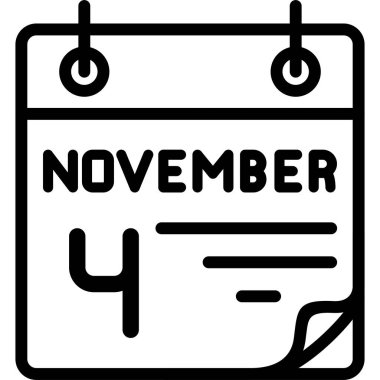 4 Kasım takvim simgesi, vektör illüstrasyonu