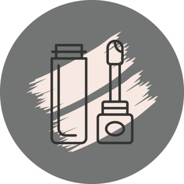 Aplikatör ve kapaklı kozmetik şişesi.