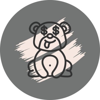 Açgözlülük Ayı Simgesi Gri Arkaplanda 