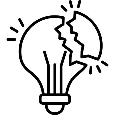 Kırık ampul parlak ışınlar yayıyor.