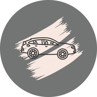 Dairesel arkaplanda basit bir araba çizimi