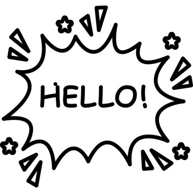 Speech bubble saying hello with stars