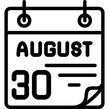30 Ağustos takvim simgesi, vektör illüstrasyonu              