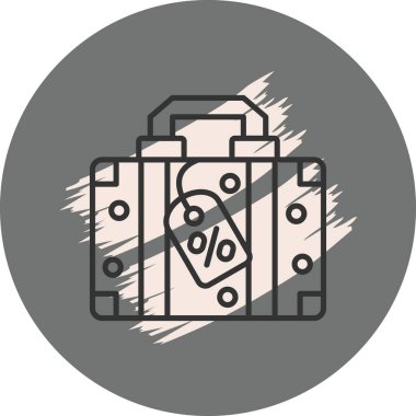 İndirimli etiket illüstrasyonlu bavul.