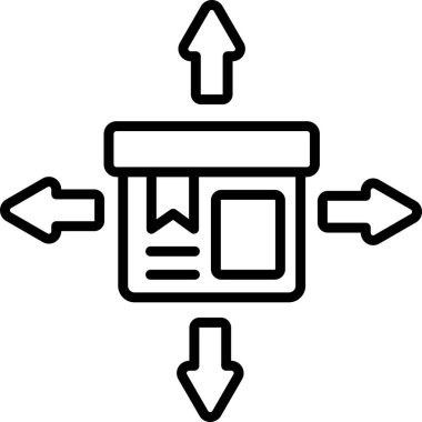 Hareket gösteren oklarla çevrili kutu