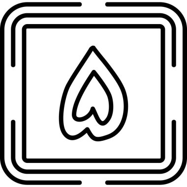 Alev sembolünün kare içindeki basit çizgisi