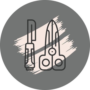 Dairesel arkaplanda tornavida ve makas