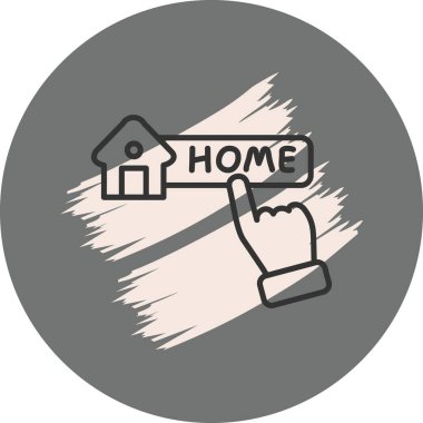 Hand pointing at home sign illustration