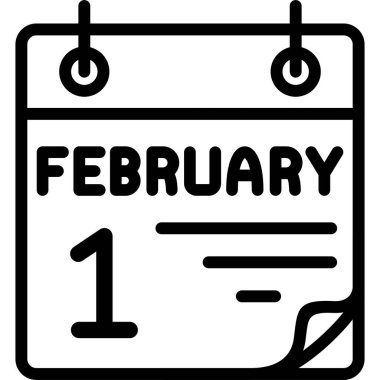 1 Şubat takvim simgesi vektör illüstrasyonu 