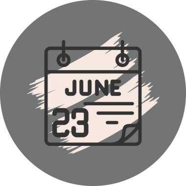 23 June Icon On Round Grey Background 
