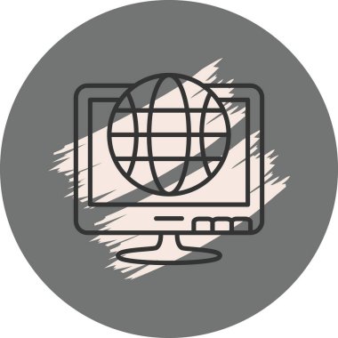 Dünya simgesi resimlerini gösteren bilgisayar ekranı