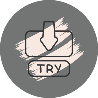 İndirme özelliği taşıyan dairesel simge ve metin dene